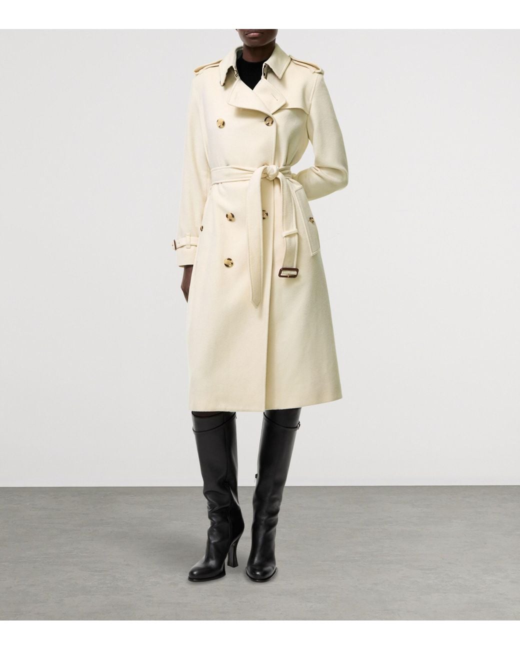 Burberry Natural Cashmere Long Kensington Trench Coat
