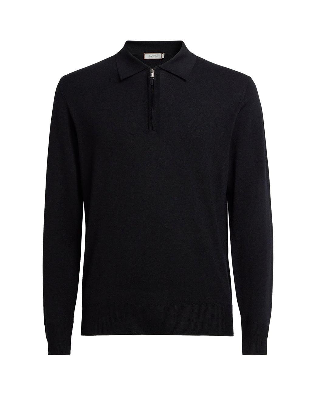 Canali Blue Wool Quarter-Zip Polo Sweater for men