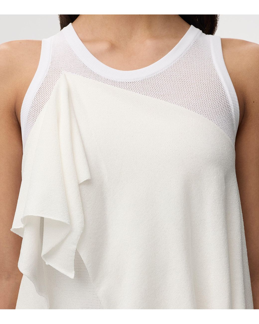 Loewe White Knitted Ruffle Maxi Dress