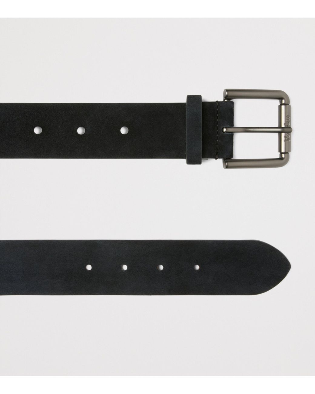 Max Mara Black Suede Double-Buckle Belt