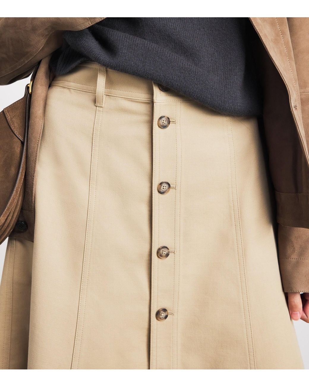 Polo Ralph Lauren Natural Cotton-Wool Button-Up Midi Skirt