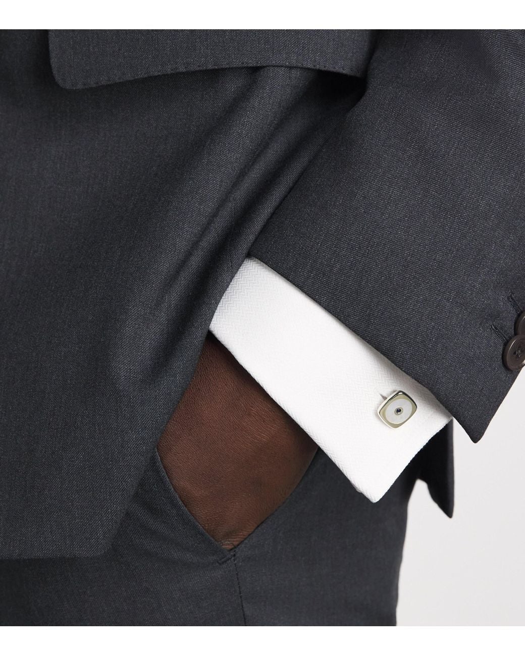 Deakin & Francis Natural Sterling, Mother Of Pearl And Sapphire Cushion Cufflinks for men
