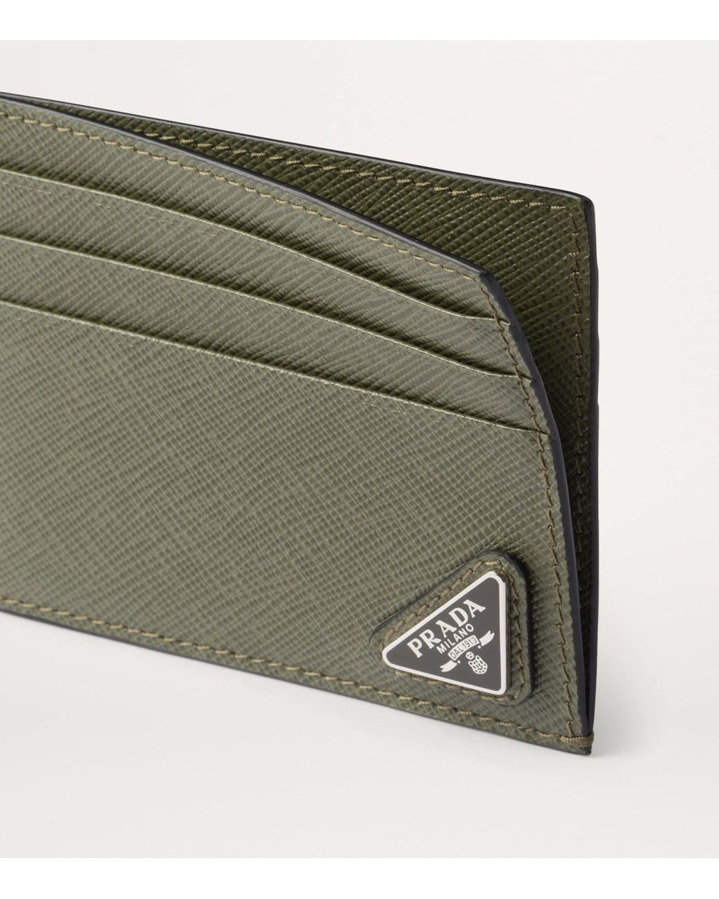 Prada Green Saffiano Leather Credit Card Holder for men