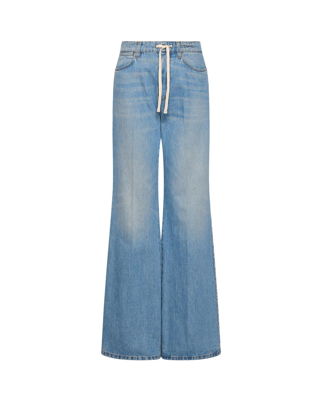 Marella Blue Drawstring High-Rise Wide-Leg Jeans