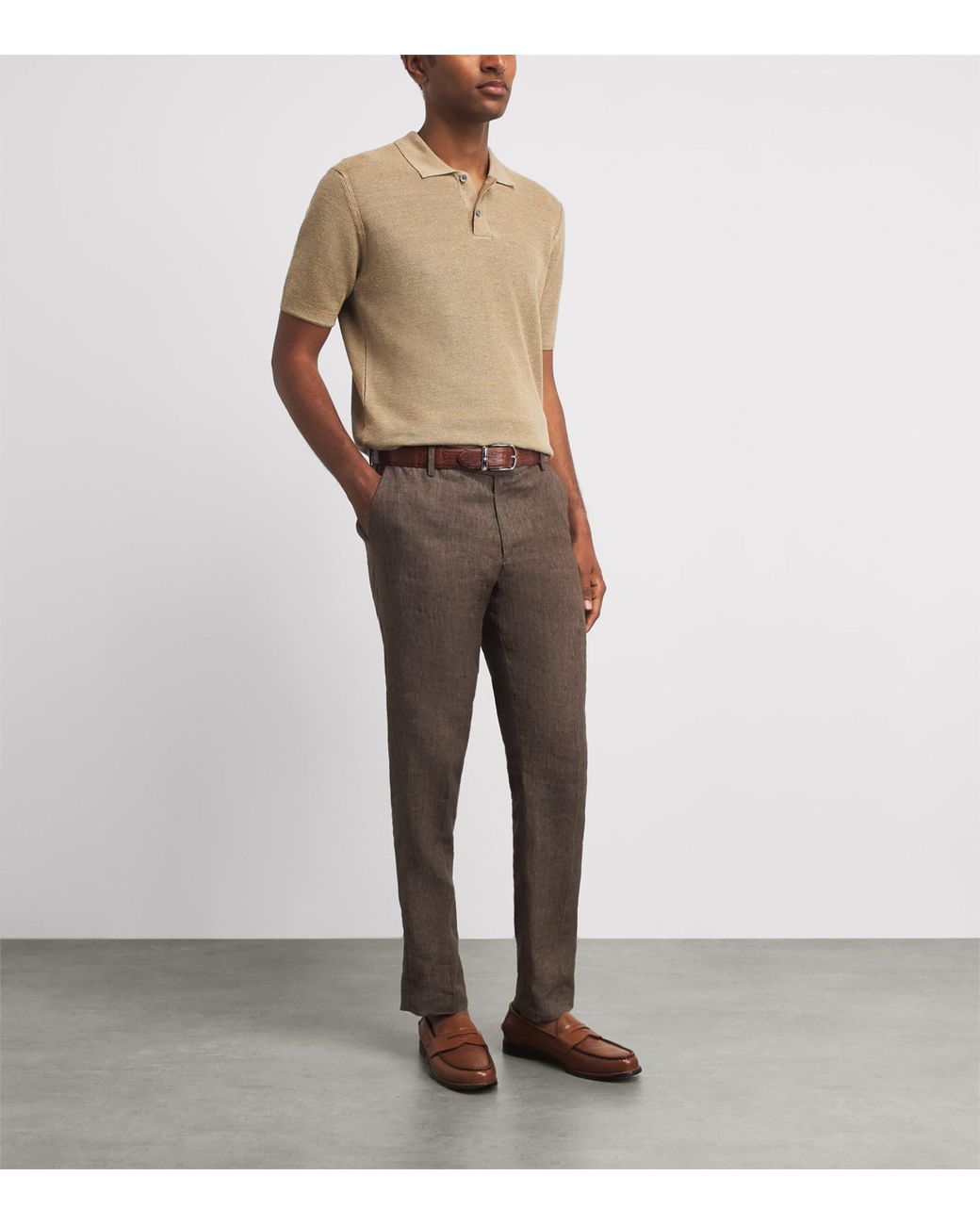 Sunspel Gray Linen Slim Trousers for men