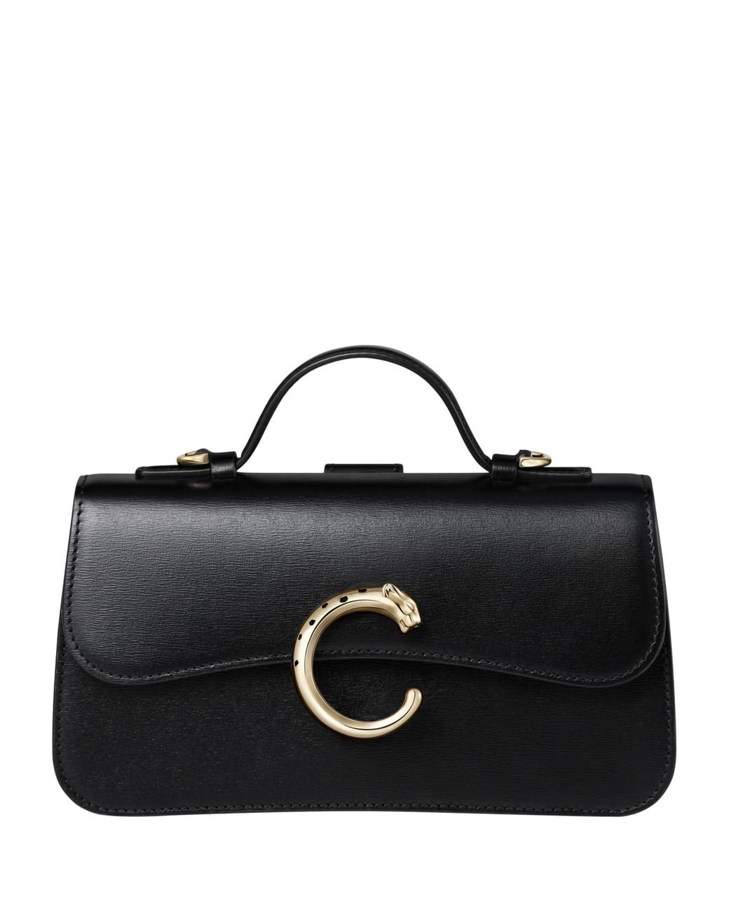 Cartier Black Small Leather Panthère De Top-Handle Bag
