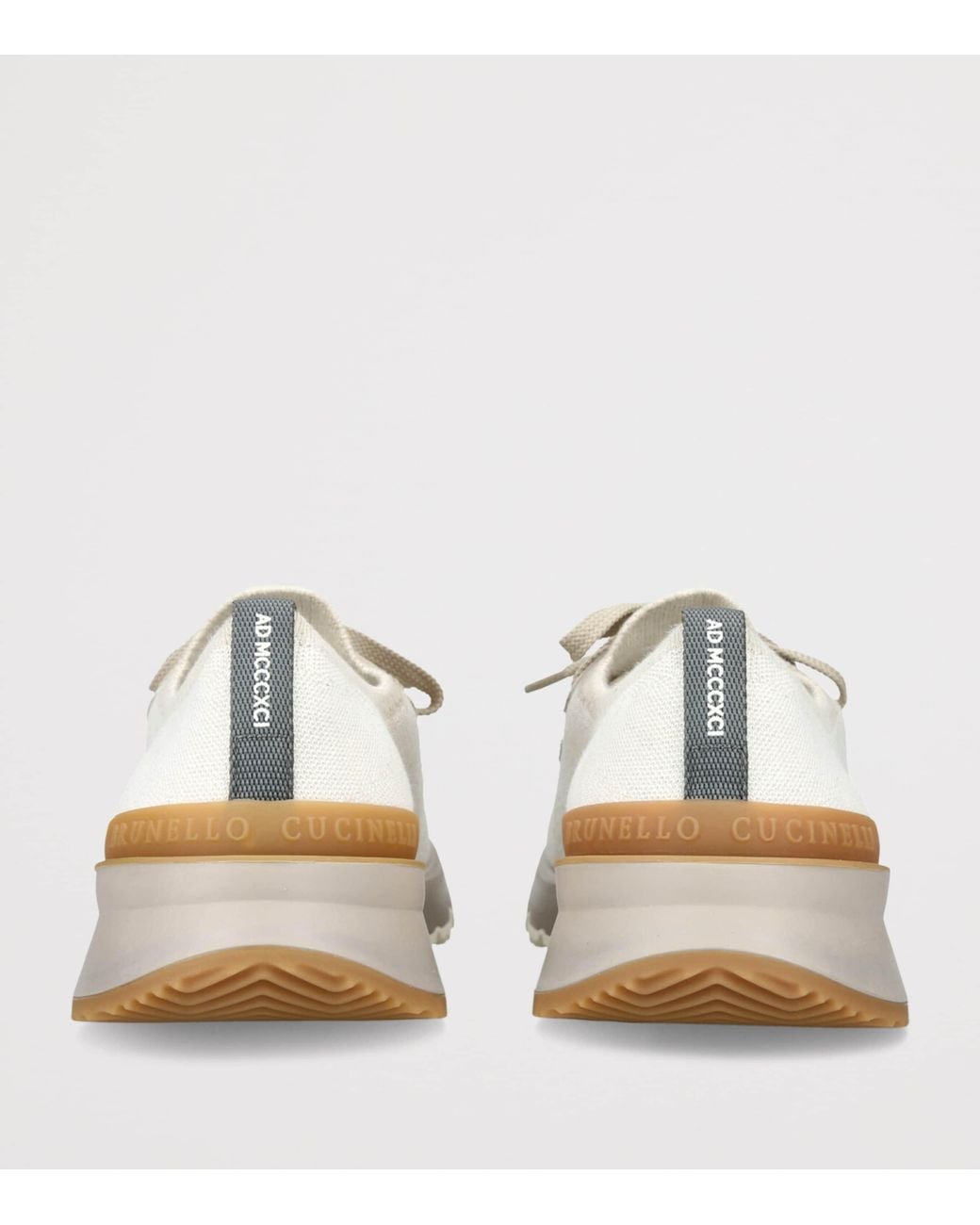 Brunello Cucinelli White Knitted Sneakers for men