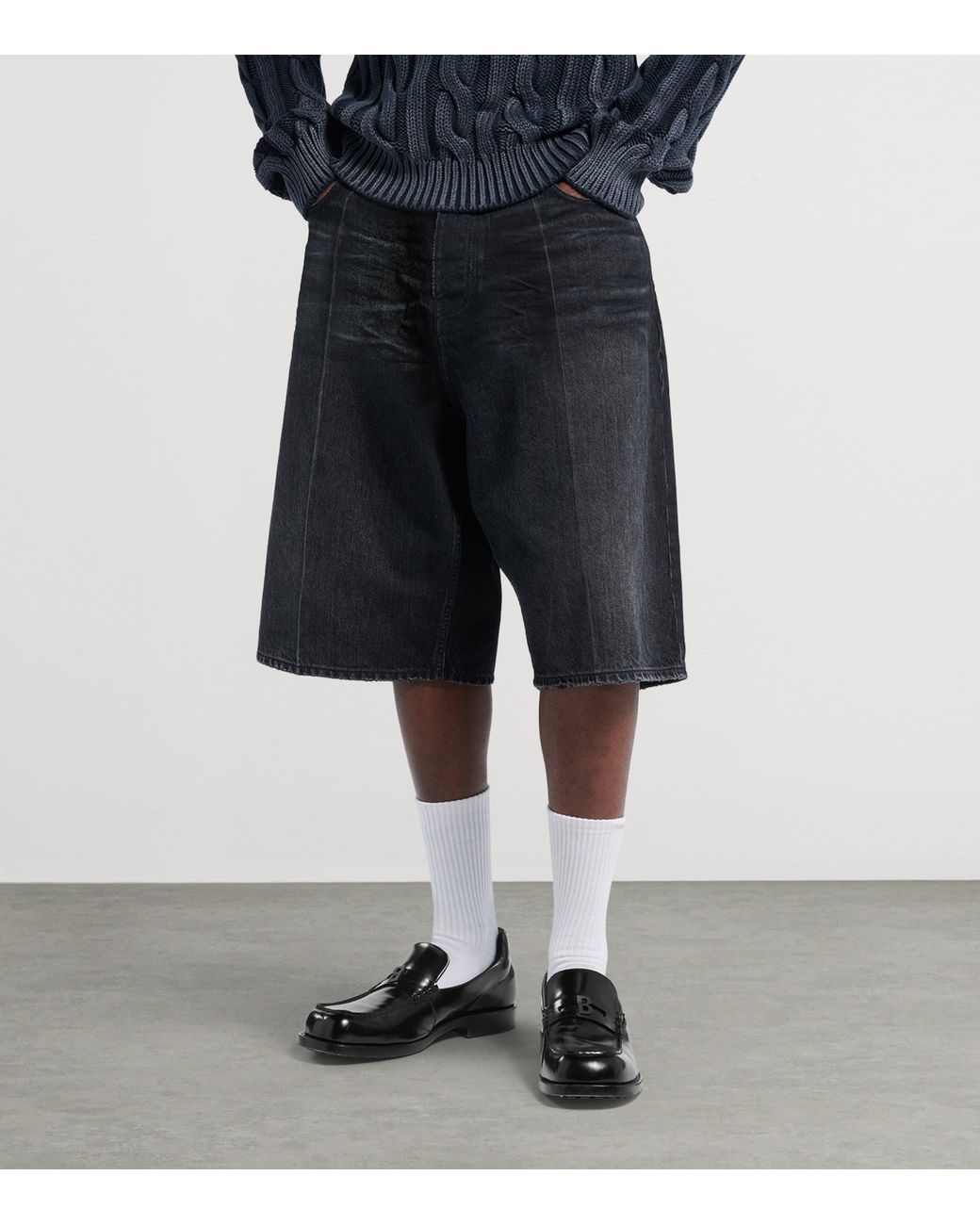 Balenciaga Black Stay Press Denim Shorts for men
