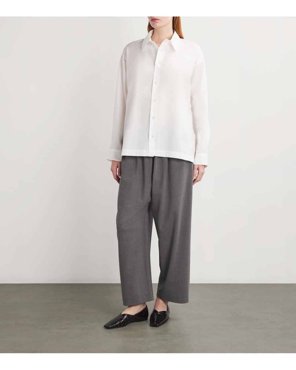 Eskandar White Cotton Slim Shirt With Collar