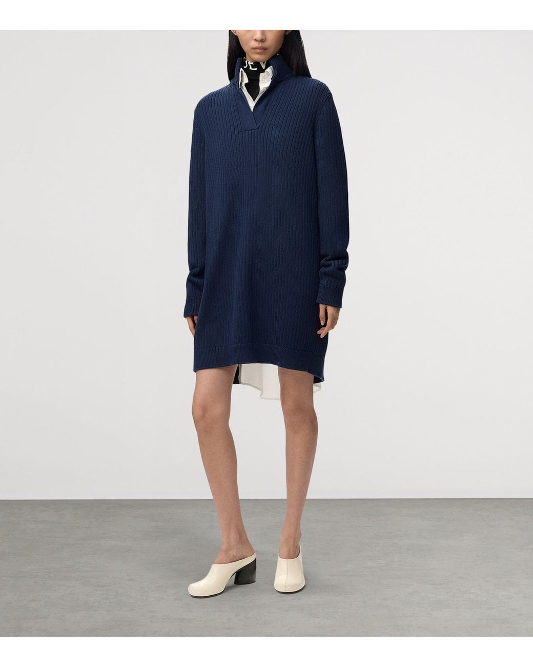 Loewe Blue Layered Shirt-Sweater Mini Dress