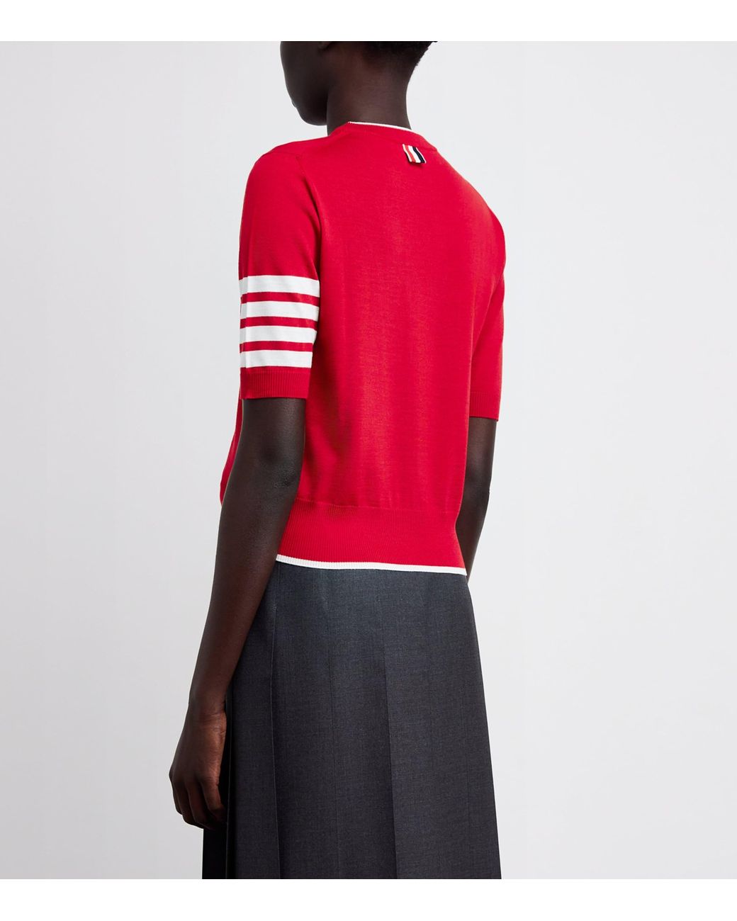 Thom Browne Red Wool-Blend 4-Bar Short-Sleeve Sweater