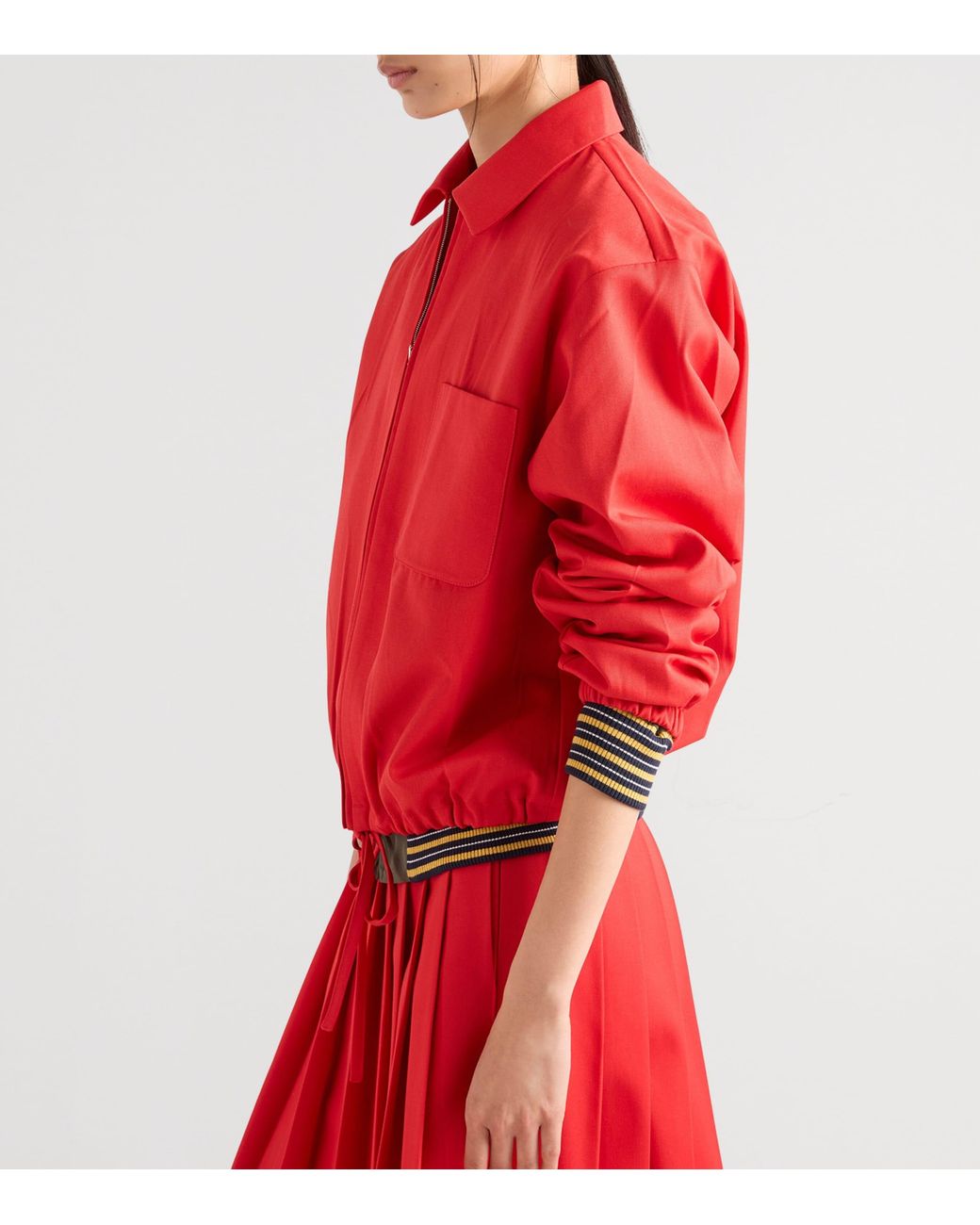 Prada Red Gabardine Blouson Jacket