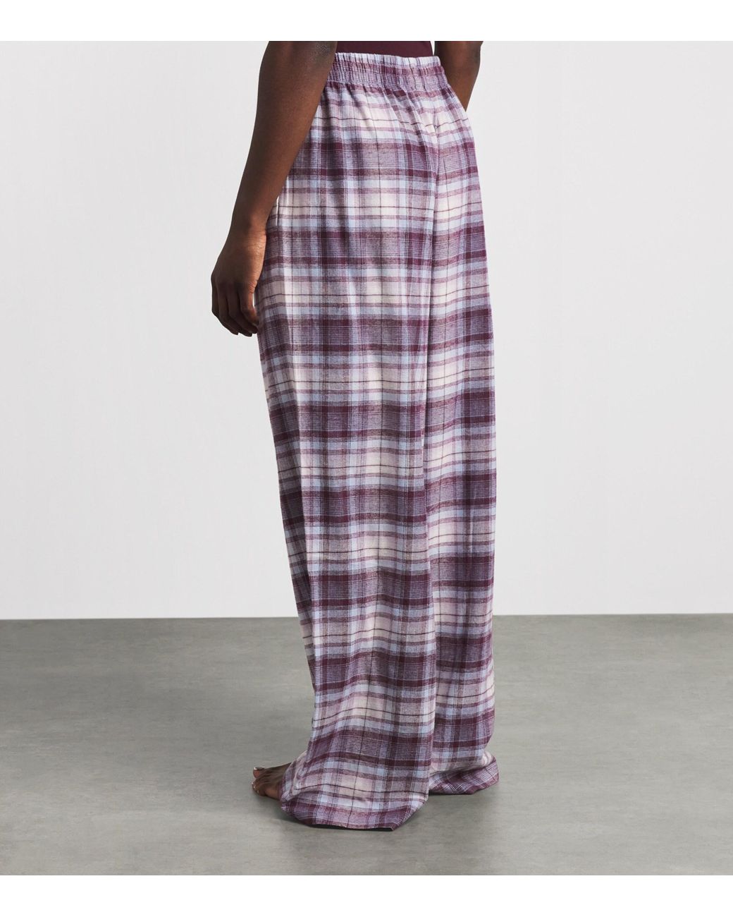 Skims Purple Cotton Check Pyjama Bottoms