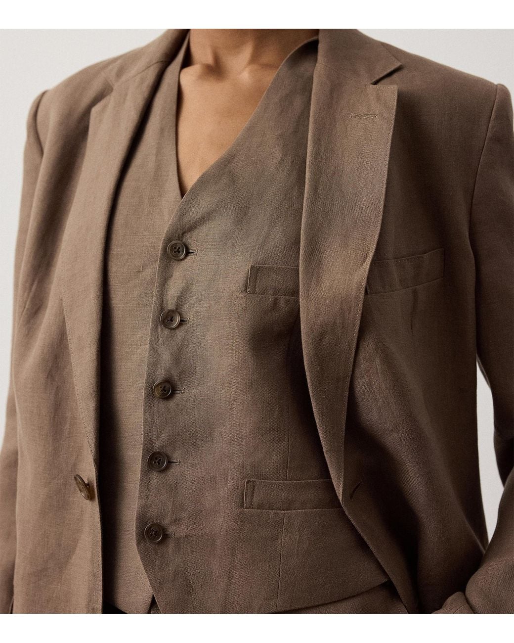 Ralph Lauren Brown Linen Jaiden Waistcoat