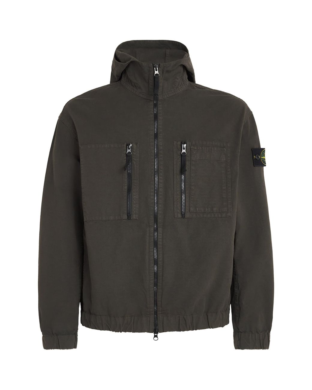 Stone Island Black Organic Cotton Ripstop Hooded Overshirt for men