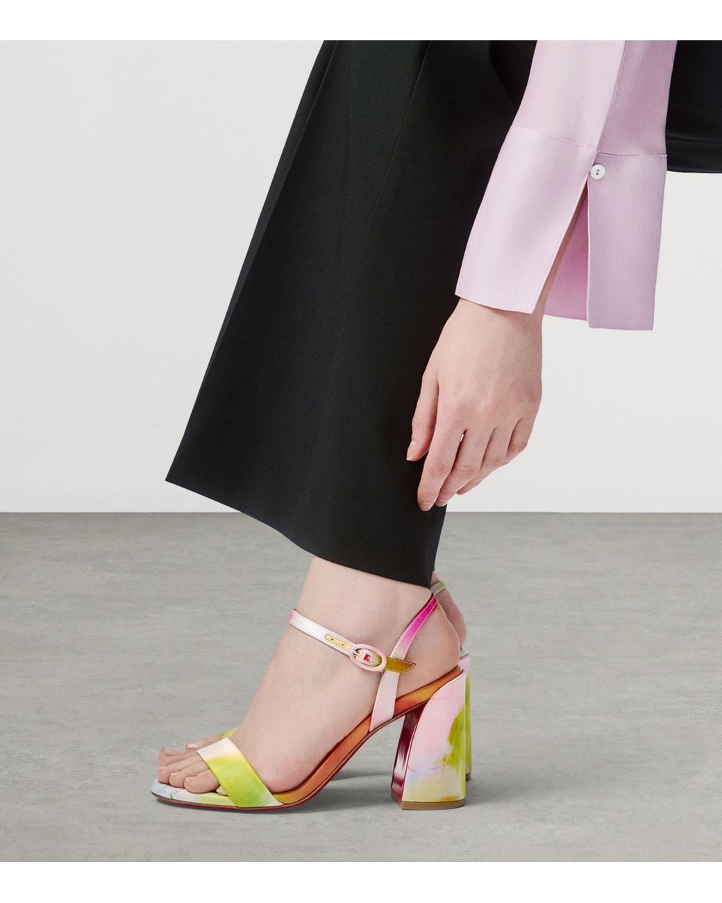 Christian Louboutin Pink Miss Jane Tie-Dye Satin Sandals 85