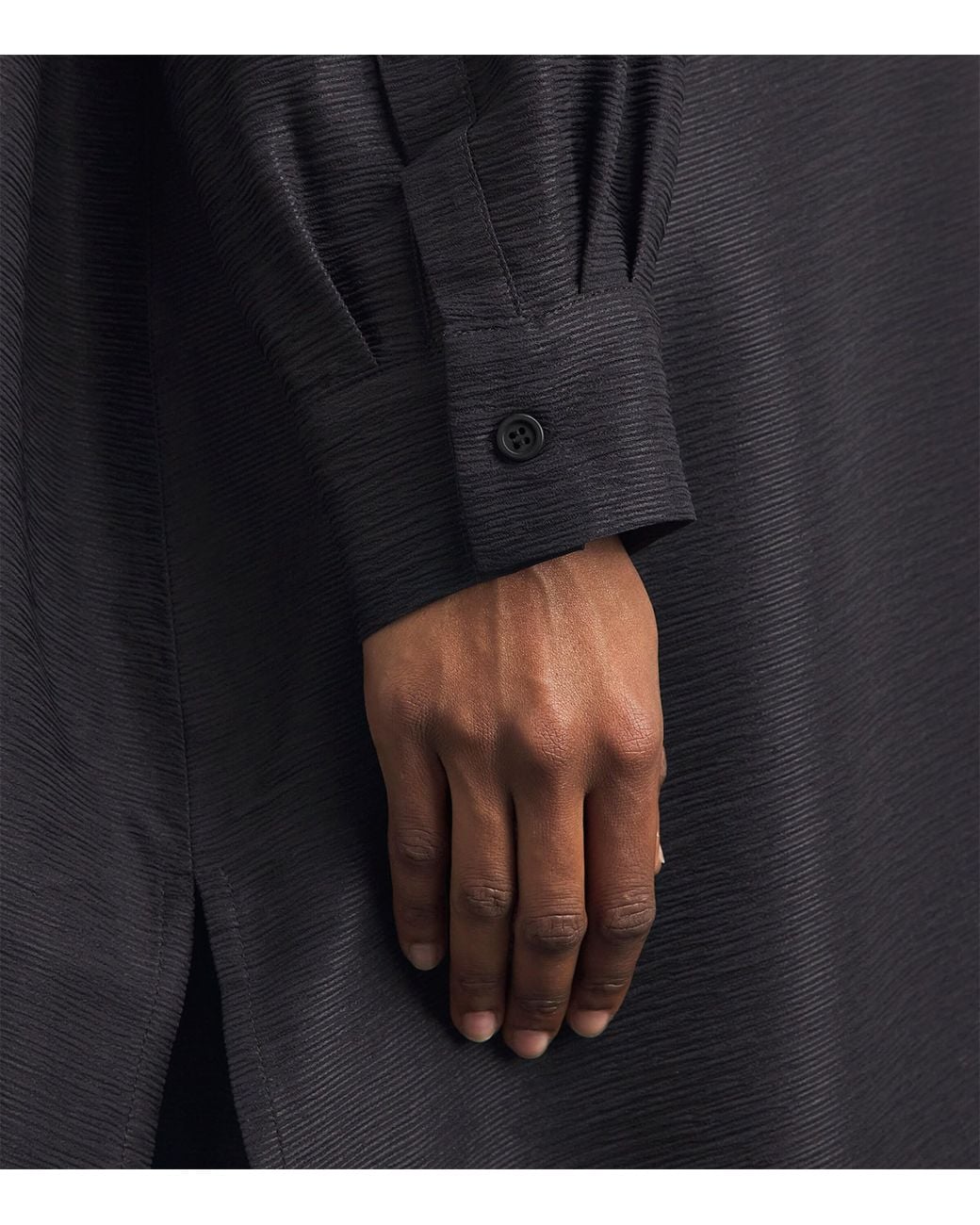 Eskandar Black Silk Plissé Wide A-Line Shirt