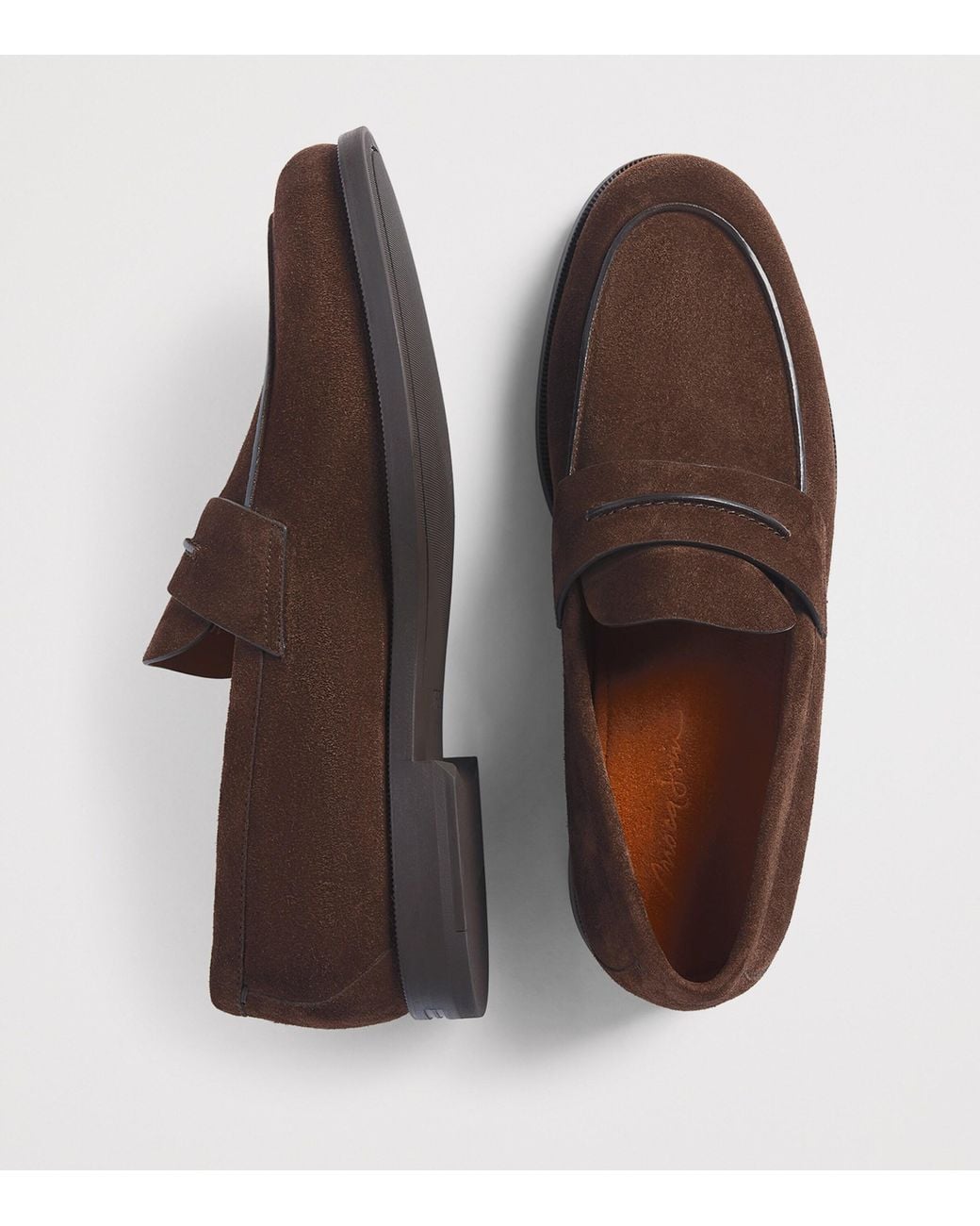 Zegna Brown Suede Penny Loafers