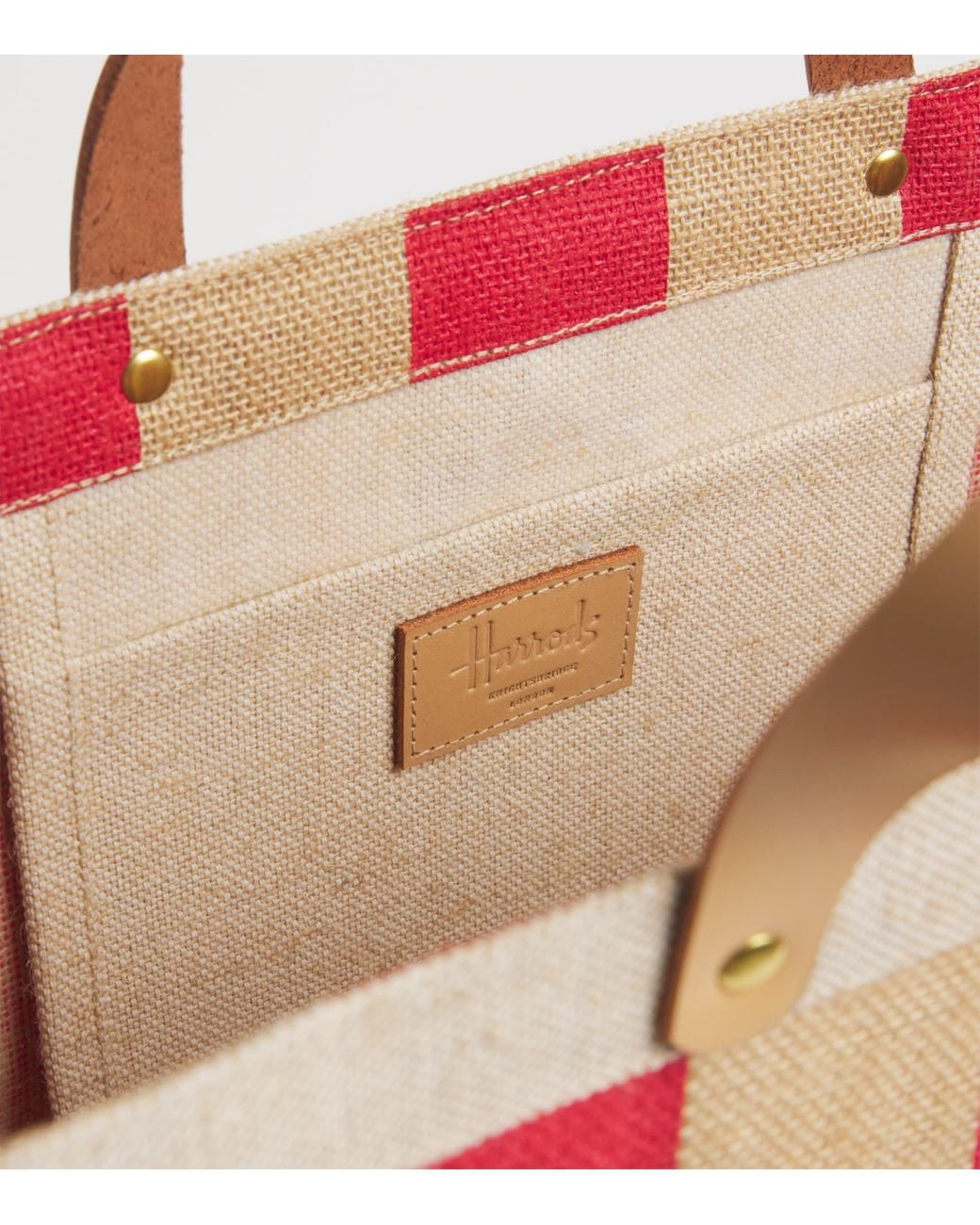 Harrods Pink Large Canvas Stripe Knightsbridge Shopper Bag