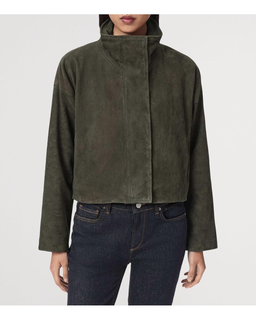 AllSaints Green Suede Ryder Jacket