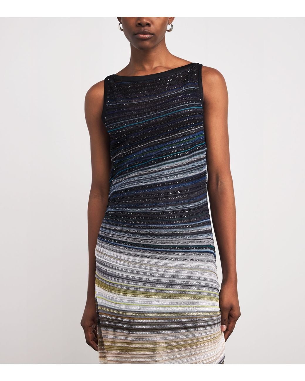 Missoni Multicolor Lamé Embellished Stripe Maxi Dress