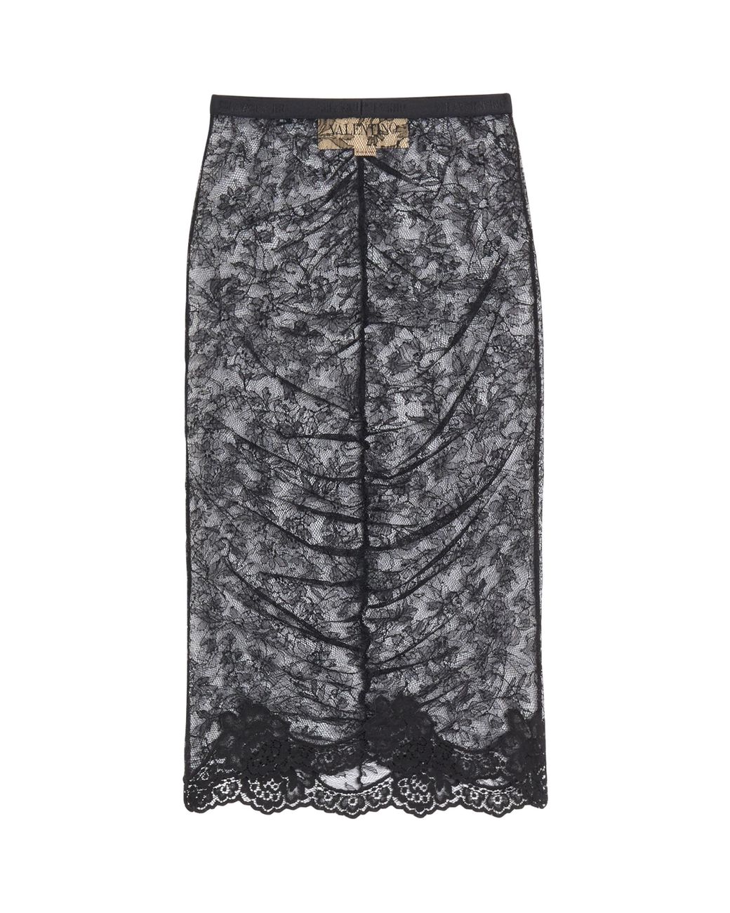 Valentino Gray Lace Ruched Skirt
