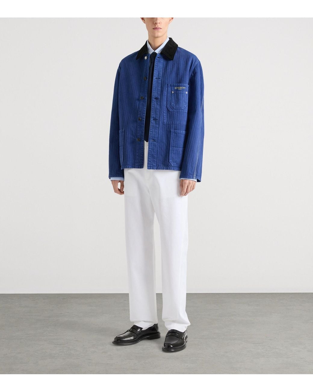 Givenchy Blue Herringbone Denim Jacket for men
