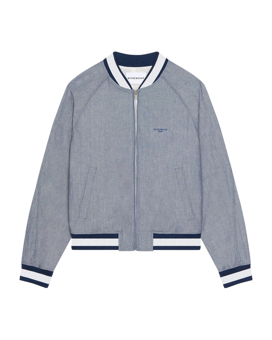 Givenchy Blue Cotton Stripe Bomber Jacket for men