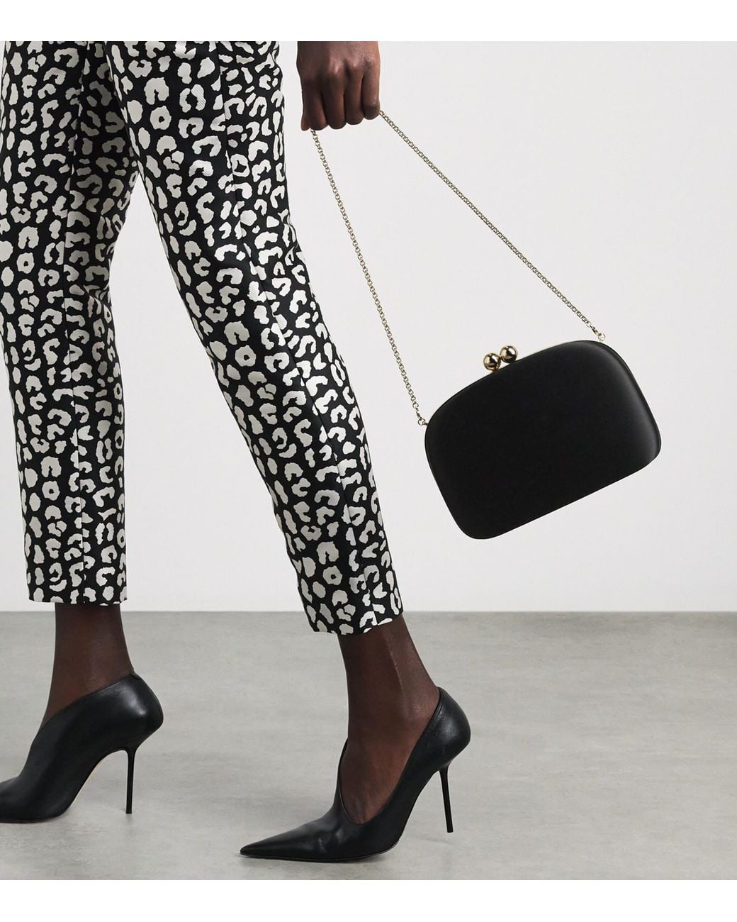 Carolina Herrera Black Satin Vega Clutch Bag