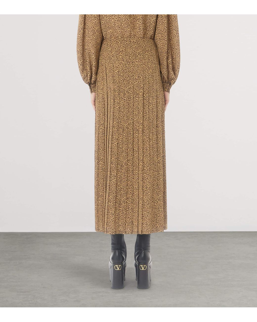 Valentino Natural Silk Pleated Maxi Skirt