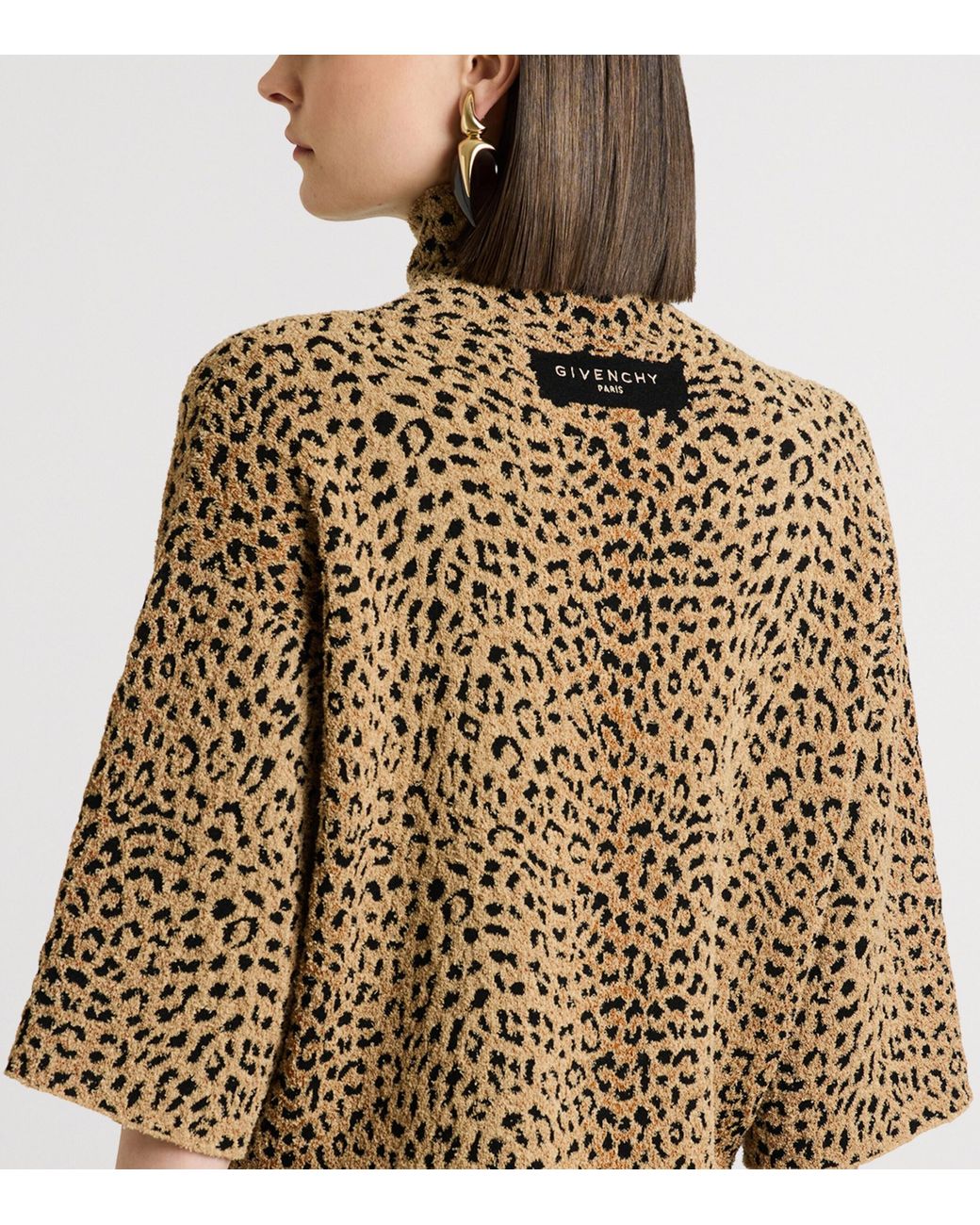 Givenchy Brown Bouclé Leopard High-Neck Top