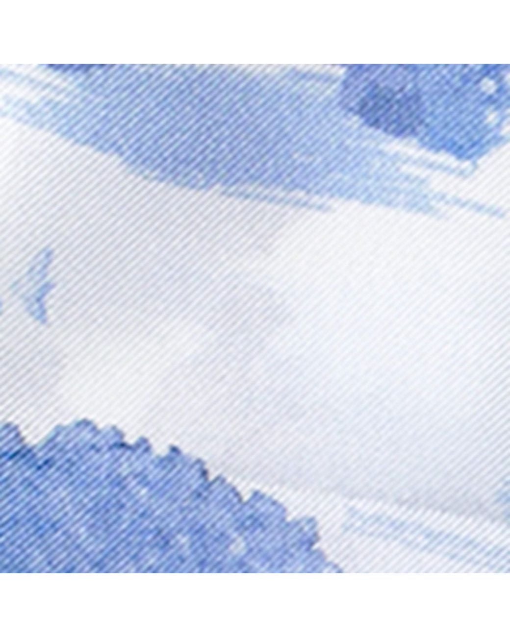 Aspinal Blue Silk Landscape Skinny Scarf