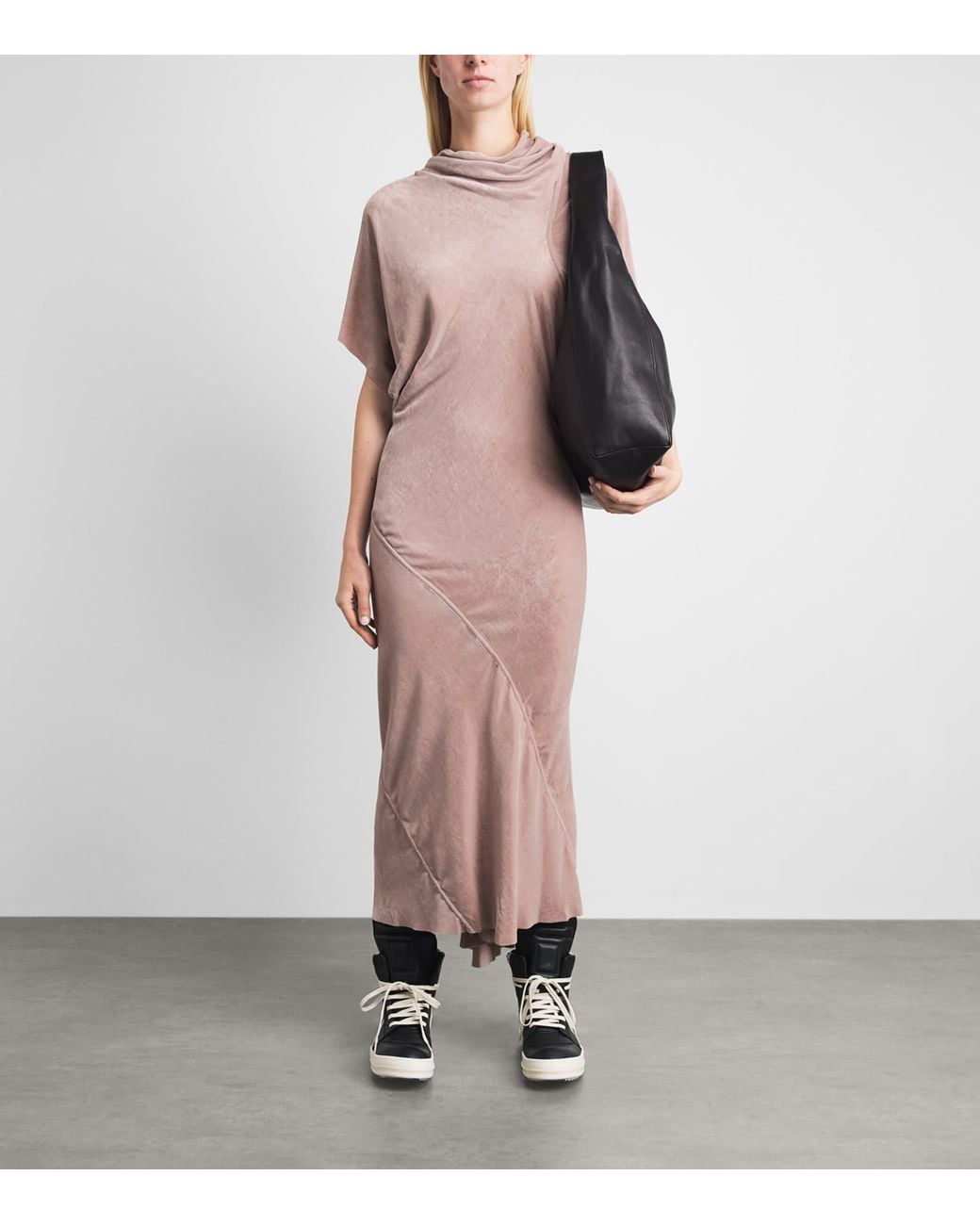Rick Owens Pink Velvet Abito Maxi Dress