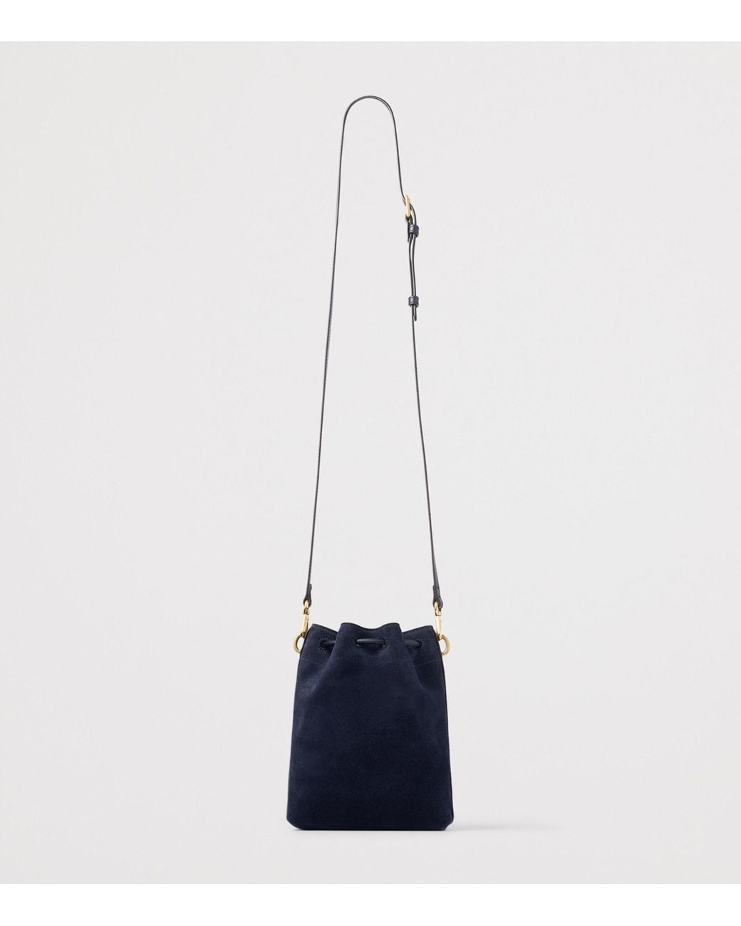 Jimmy Choo Blue Suede Cinch Mini Bucket Bag