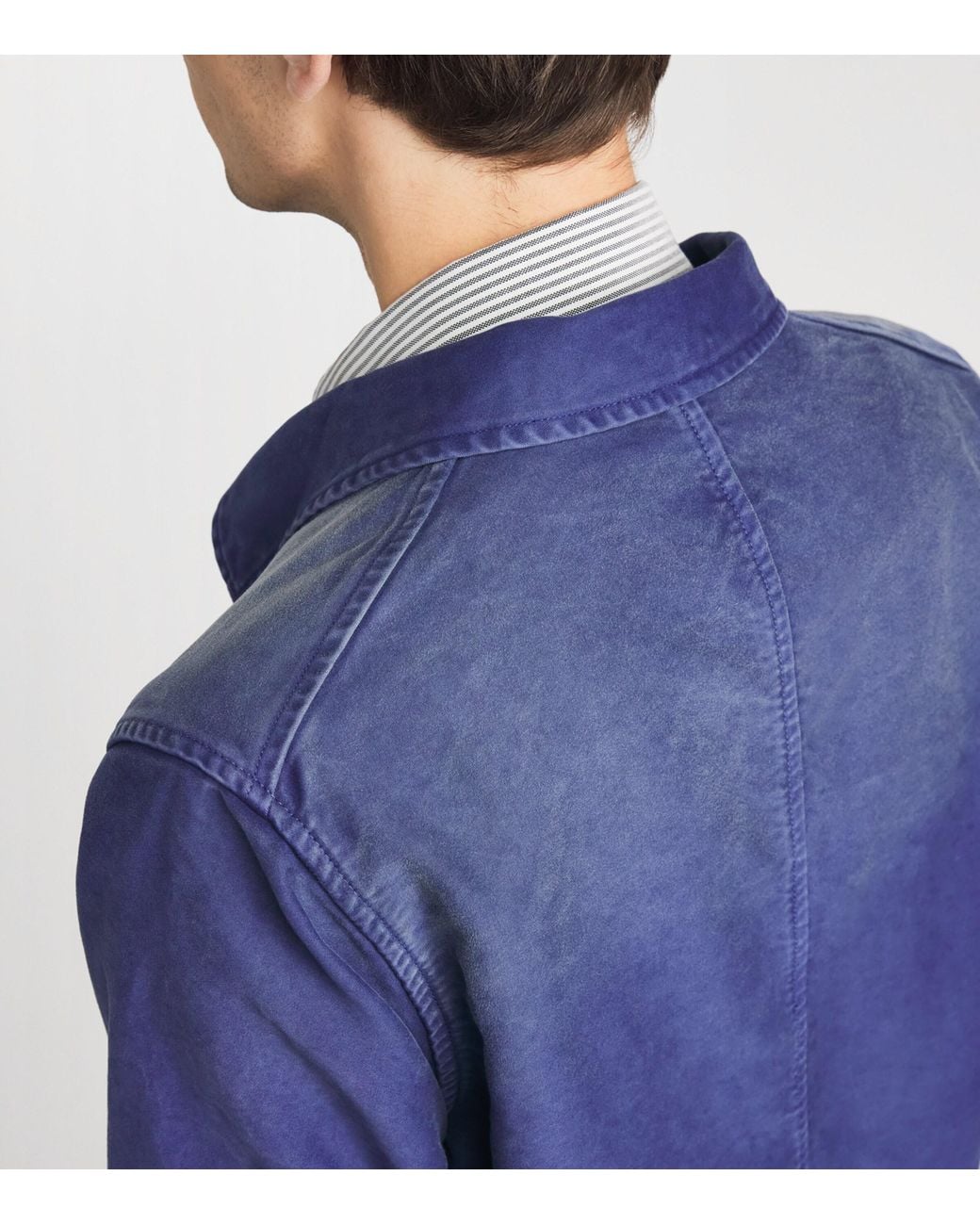 Auralee Blue Garment-Dyed Organic Cotton Overshirt for men