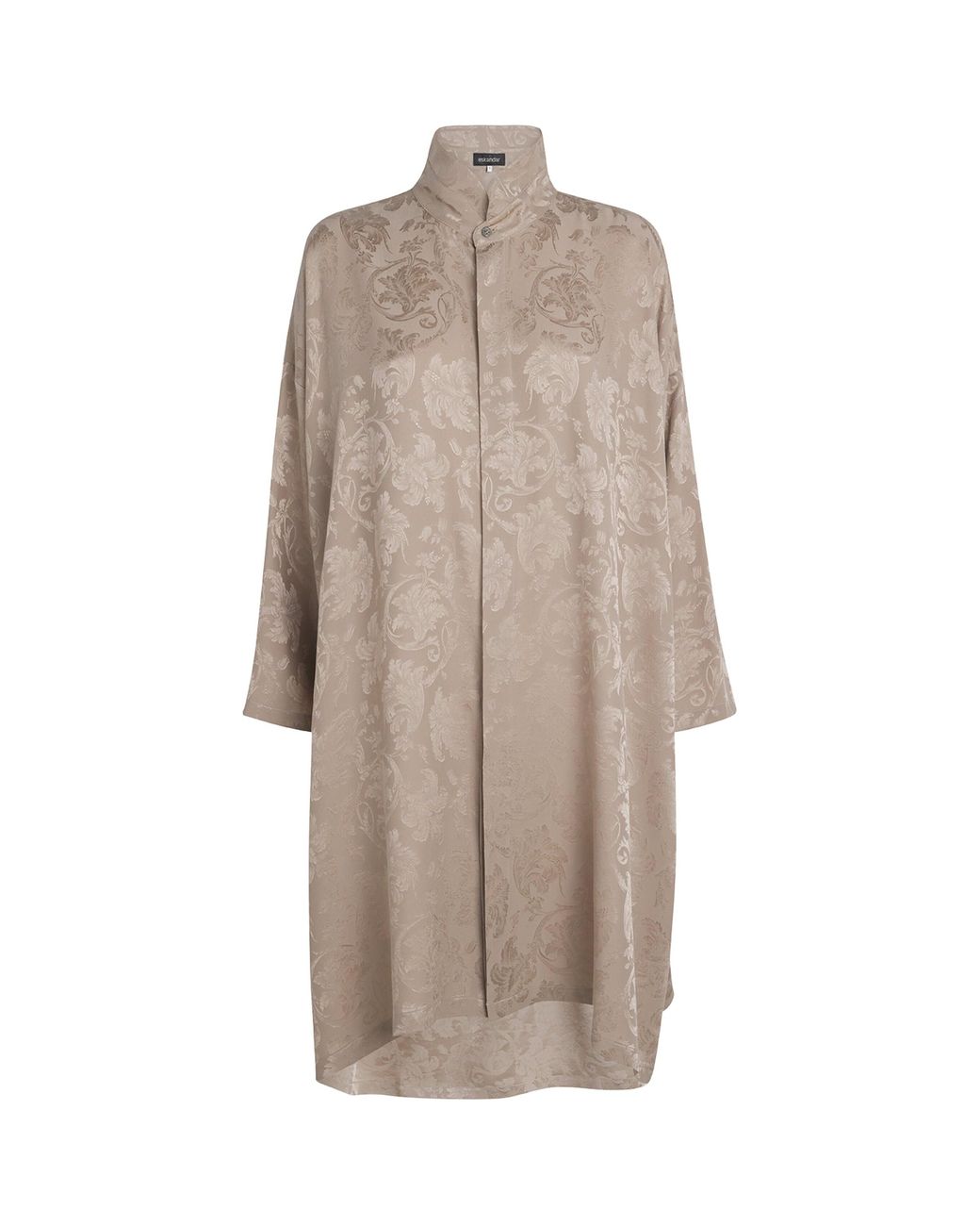 Eskandar Brown Silk Double-Stand Collar Shirt