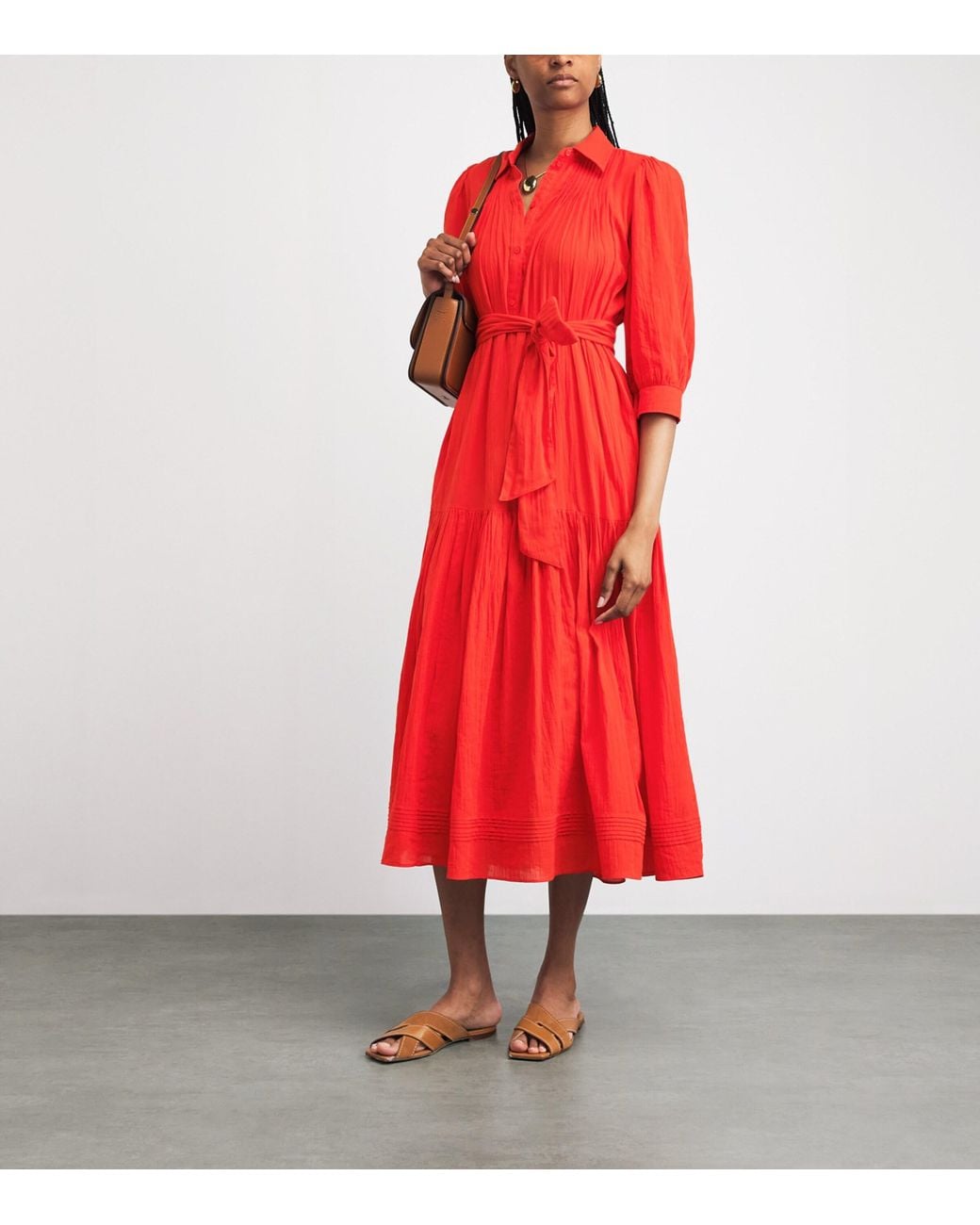 ME+EM Red 2-In-1 Midi Shirt Dress