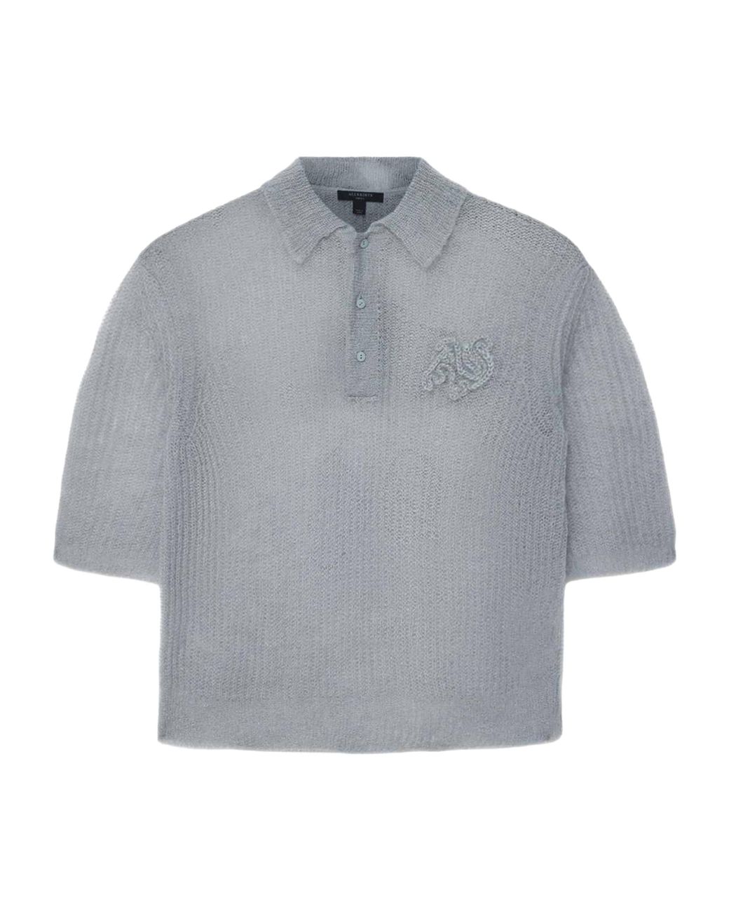AllSaints Gray Mohair-Blend Anabel Polo Top