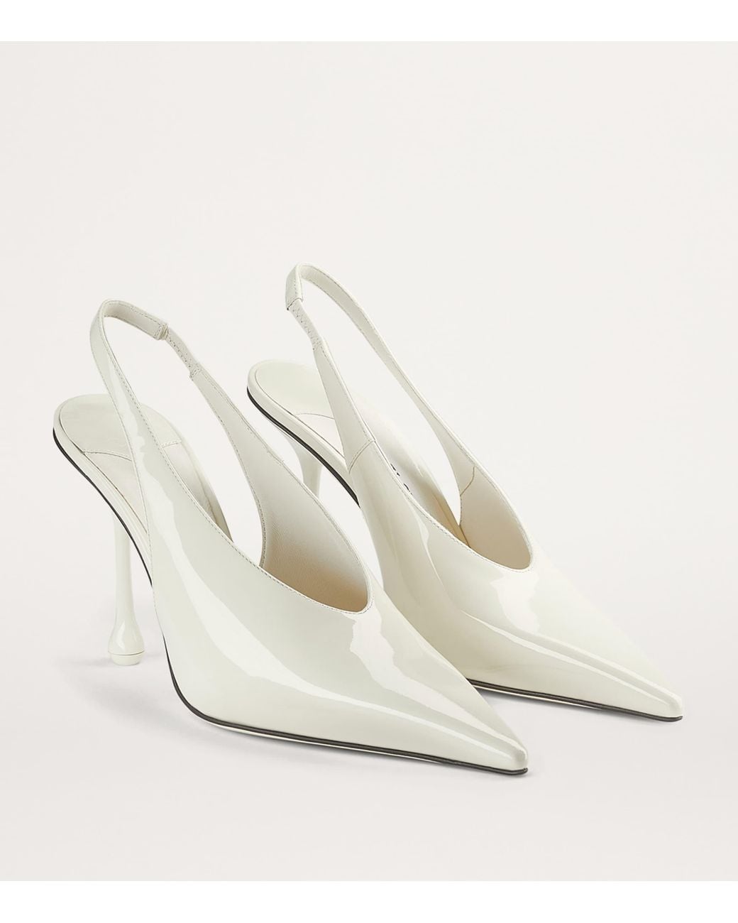 Jimmy Choo White Isa 95 Leather Slingback Pumps