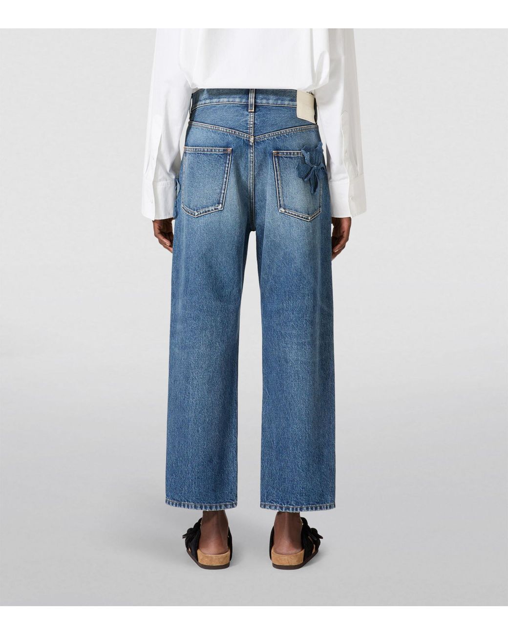 デニム・ジーパン VALENTINO GARAVANI floral jeans Blue Valentino Embroidered Medium Trousers in Blue | Lyst