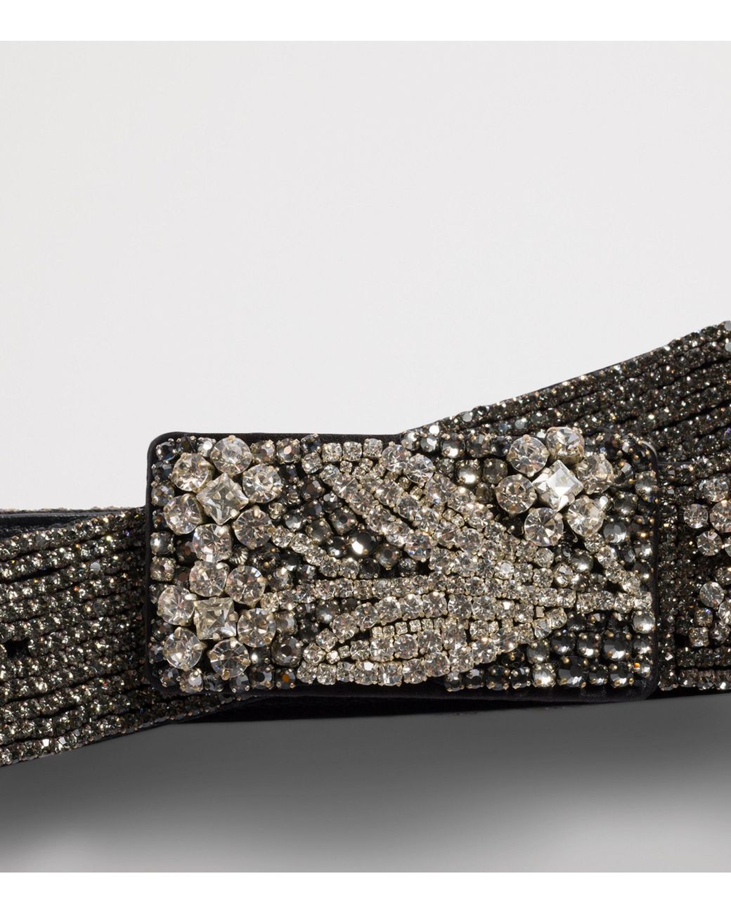 Miu Miu Black Silk-Crystal Embroidered Duchesse Belt