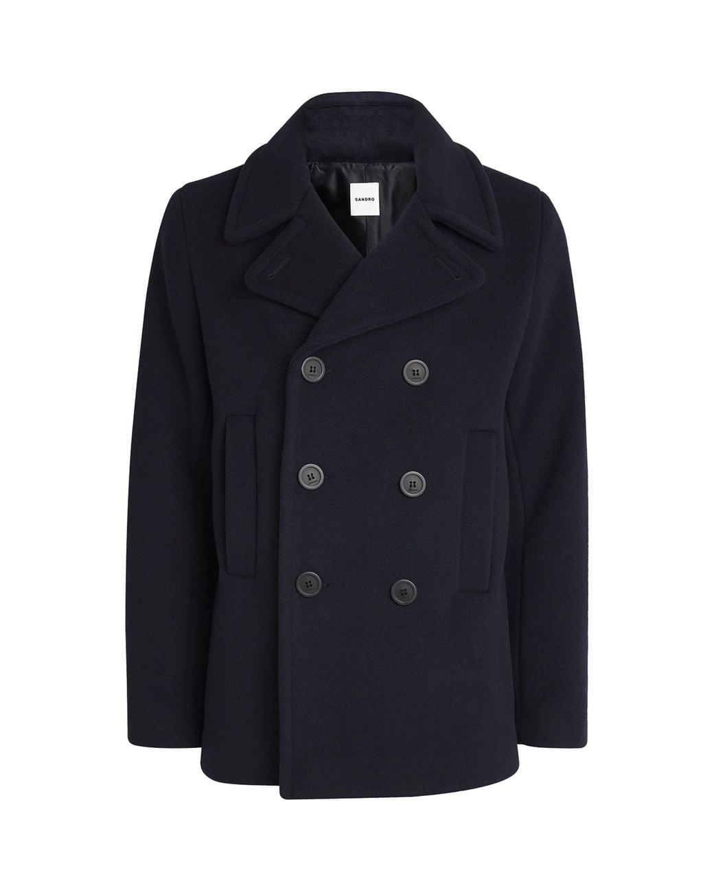 Sandro Blue Wool-Blend Peacoat for men