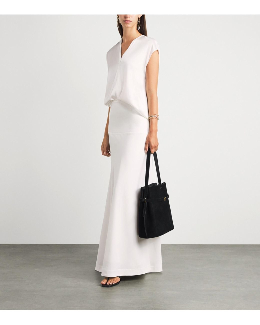 Vince White Silk-Blend Layered V-Neck Top