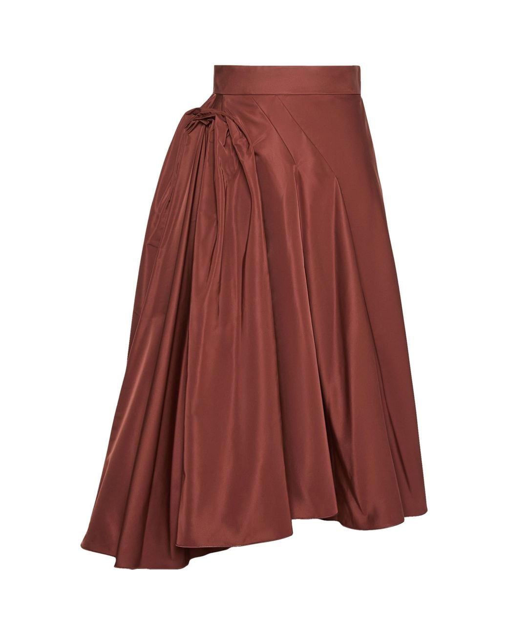 Max Mara Brown Pleated Asymmetric Midi Skirt