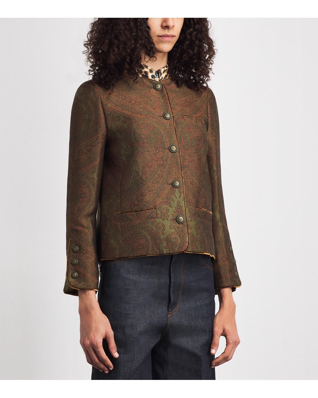Etro Brown Paisley Cropped Jacket