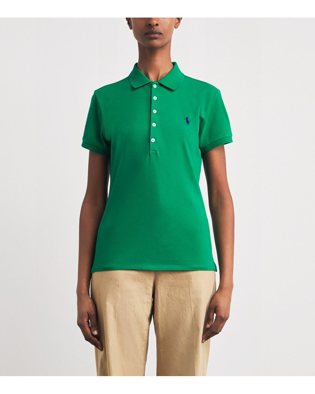 Polo Ralph Lauren Green Stretch-Cotton Piqué Julie Polo Shirt