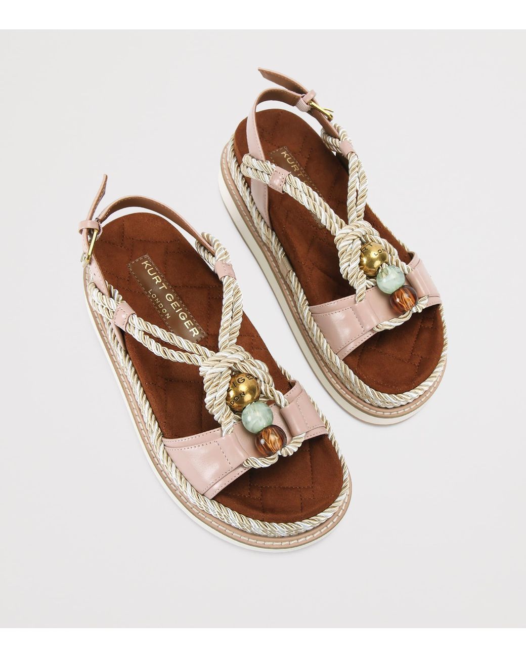 Kurt Geiger Brown Leather Orson Rope Sandals