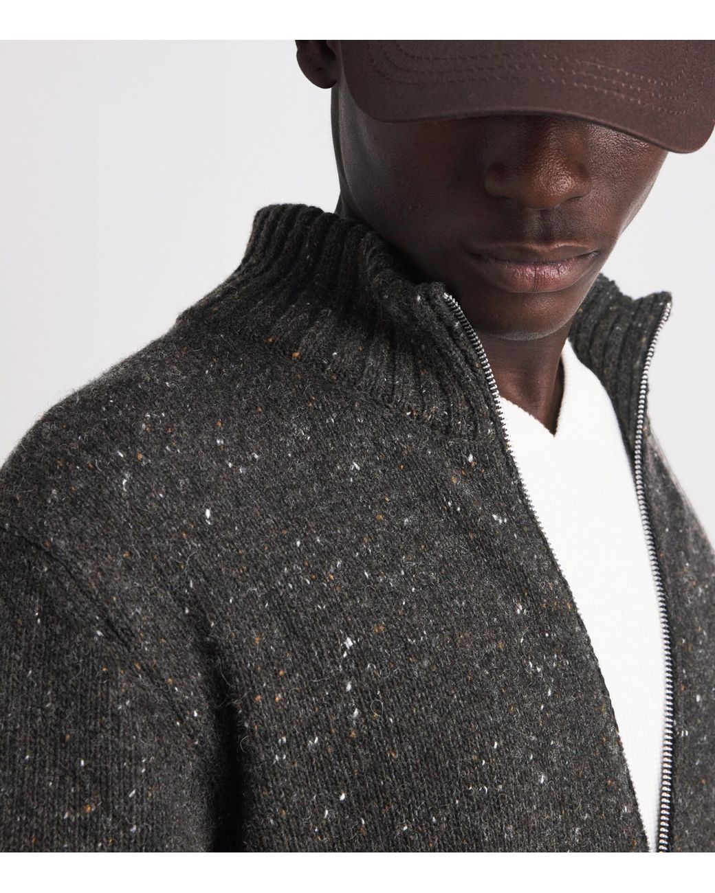 Samsøe & Samsøe Black Wool-Blend Sanate Zip-Up Cardigan for men