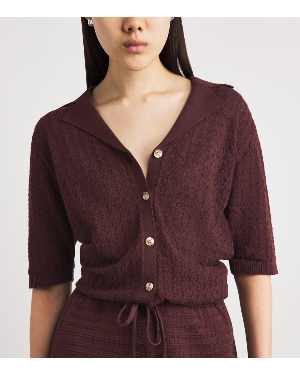 Varley Red Cotton Knit Madelene Shirt