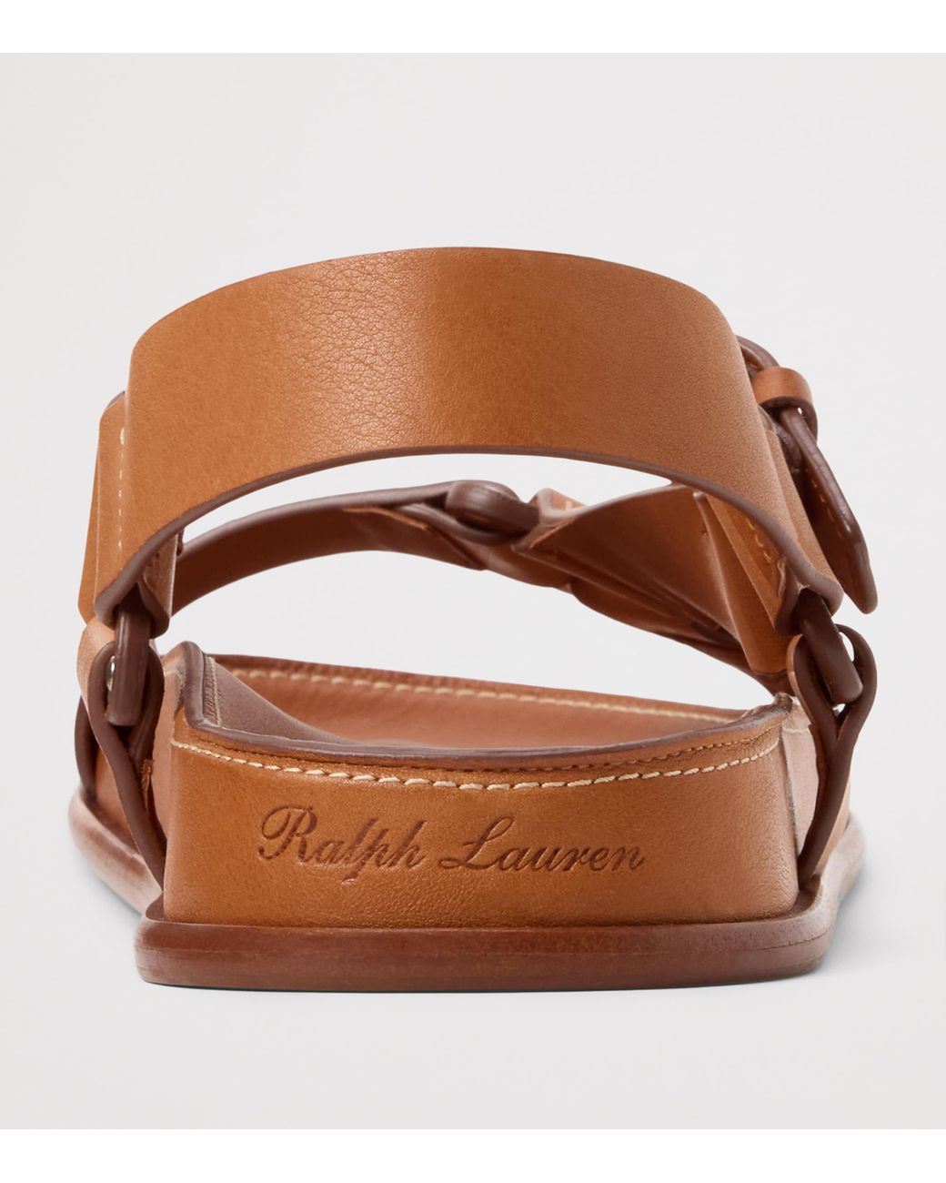 Ralph Lauren Brown Leather Nolen Flat Sandals